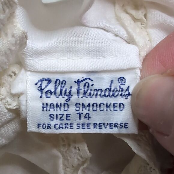Vintage Polly Flinders T4 Hand Smocked Embroider Short Sleeve Dress - Picture 10 of 11